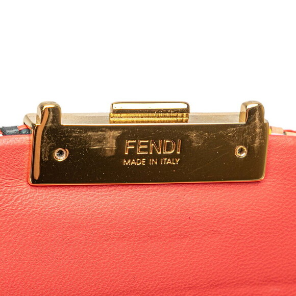 Fendi Mamma Bucket Shoulder Bag Pink Multicolored Raffia Leather - Picture 5 of 9